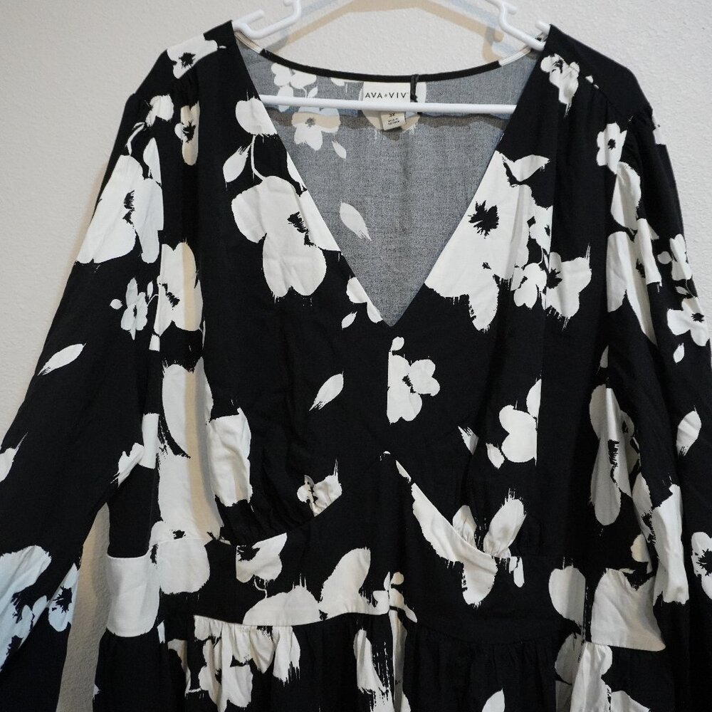 Women's Ava and Liv Soft, Long Sleeve Corset Dress - Black & White - Siz… - Picture 2 of 11